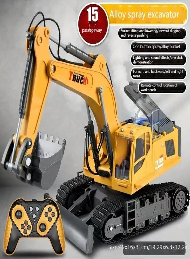 RahiGlow Remote Control Excavator Toys for Boys Rc Digger Construction Toys Tractor,Simulated Smoke, Sound, Lighting, Metal Digging Head,Rc Truck Gifts for Boys - Adult, Multicolor - Image 5